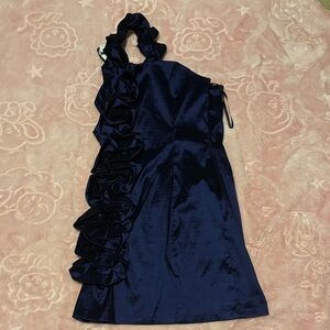 Snap Midnight Blue Satin Fabric ,women’s dress,size L